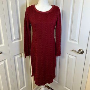 POLAGRAM Burgundy Knit Sweater Dress